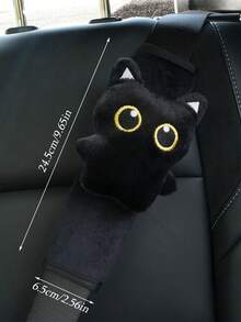 1pc New Black Cat Seatbelt Shoulder Pad - Durable Fabric - Highly Comfortable - Fits Most Age Groups - Multicolor - View 3