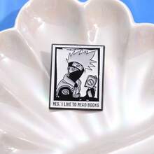 1PC Japanese Style Anime  Character Portrait Peripheral Metal Badges, Personalized Black And White Cartoon Geometric Brooch Accessories - QHXZ1896 - View 6