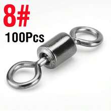 100pcs Fishing Bucket Bearing Swivel Solid Ring Lure Connector LB
