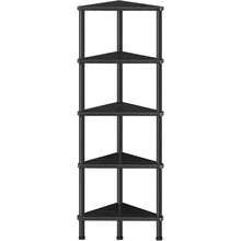 HOOBRO Scaffale Libreria ad Angolo, Scaffale a 5 Livelli, con Struttura Metallica in Stile Industriale, Organizzatore Espositore per Piante, per Piccolo Spazio, Nero EBK33CJ01