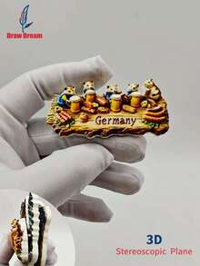 1pc German Style 3D Stereo Fridge Magnet - German Snowy Cabin + Luminous Cabin + Joyful Squirrel Party, High-Precision Embossed Collectible, Personalized Travel Souvenir Fridge Magnet Sticker, Home Decor, Kitchen, Room, Office, Cabinet Craft Gift, Holiday Souvenir, Exquisite Small Gift