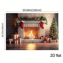 2 pièces 1 pièce Cheminée décorée de Noël, conception générée par IA, convient pour la décoration de la maison, de la fête, de l'événement, de la maison moderne, toile de fond pour la photographie