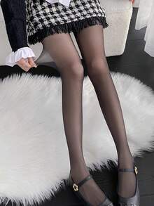 1件装女士超薄紧身连裤袜，适合日常穿着，舒适贴身 - 黑色 - 查看 11