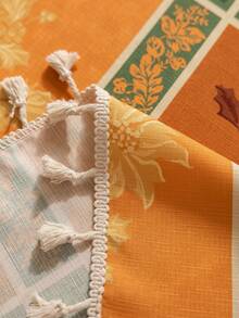 1 件圣诞快乐长方形桌布,格子一品红花卉印花,3D 竹纹理,米色流苏装饰,可水洗,适用于咖啡桌、床头柜、餐桌、家居装饰,适合家庭聚会、晚餐、节日、派对、新年、圣诞节、感恩节、主题派对、秋季装饰 - 一品紅 - 查看 11