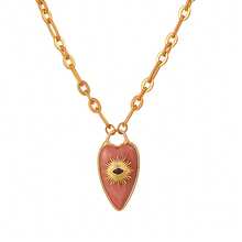 1件装恶魔之眼心形天然石吊坠紫水晶粉色水晶项链女士珠宝礼物 - 惡魔之眼愛心吊墜項鍊 - 查看 8