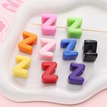 20pcs Multicolor Large Hole Acrylic Letter Beads, Handmade Decorative Letter Spacer Beads For Necklace Accessories, DIY Jewelry, Phone Chain, Jewelry Making, Beading Supplies - DIY - View 22