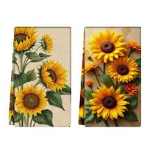 2/4pcs Sunflower Pattern Kitchen Towels, Highly Absorbent And Decorative Dish Cloths, Rags, Napkins, Suitable For Holiday Decor, Cooking, Baking, Housewarming Gifts, And Cleaning, Fit For Kitchen, Bathroom, Toilet