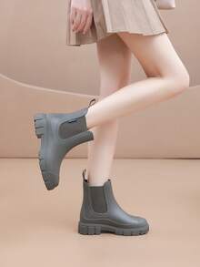 Women's New Elastic Ankle Rain Boots, Mid-Calf Chelsea Rain Boots, Waterproof And Anti-Slip For Outdoor Wear