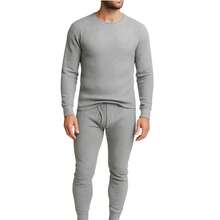 Men's 3 Pack Full Thermal Sets Ultra Soft 6 Piece Cotton Top And Bottom Set, Warm Cotton Long Johns, Winter Base Layer, Thermal Underwear For Men - 黑色/海軍藍/灰色 - 查看 4