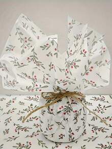 5/10/20pcs Thin Paper With Holly Seed Pattern, 20 Inches X 14 Inches Gift Wrapping Paper, Suitable For Wedding, Christmas, Birthday Gift Packaging, Bouquet Packaging, Gift Bag Filling, Party Giftsdecoration - Multicolor - View 4