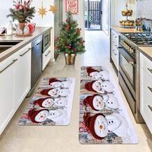1/2 pièces Tapis de sol de Noël, tapis de sol de cuisine motif bonhomme de neige blanc de luxe avec chapeau rouge, convient pour la décoration de fête, la cuisine, la salle de bain, la chambre, la cuisine et la salle à manger, les décorations de Noël, l'aménagement festif du sol