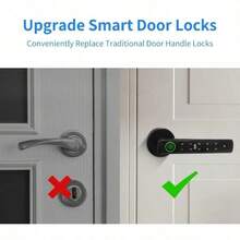 Tuya Fingerprint Door Knob, 5-In-1 Smart Door Knob, Fingerprint Door Lock For Bedroom, Office, Hotel, Closet, Pantry, Finger Print Door Knob, Keypad Door Knob, 2 IC Card And 2 Keys, Smart Life