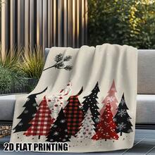 Ultra-Soft Flannel Plaid Pines Blanket - Red Black White Beige Winter Snowflake & Pine Tree Design, All-Season Cozy Bedspread Sofa, Bed, Chair - Soft Warm Throw With Plaid & Snow Patterns, Durable Printing, Red/Black/White/Beige Checkered & Solid Colors, Style Cozy Bedding Accessory, All-Year Comfort, Festive Winter Decorations, Bedding, Thanksgiving Blanket, Cute Blankets 280gsm Room Decor Home Essentials Decor Bedroom