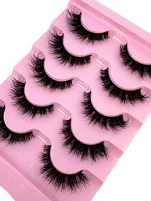 5Pairs/Pack Natural Thick Fluffy Volume False Eyelashes Dramatic Messy Mink Lashes Wispy Long 8D Volume Lasting Wispy False Eyelash Strips Foxy Eye Lifting Look Extension Full Eyelash Strip To Lengthen And Volumize The Outer Corner Of Your Eye Strip Lashes,Lashes,Eyelashes,Fake Lashes