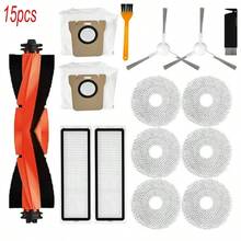 Juego de 15 piezas de repuesto para Xiaomi Mijia Omni Robot X10+/Dreame S10 Pro/Dreame L10s Ultra - Incluye 1 cepillo principal, 2 cepillos laterales, 2 filtros HEPA, 2 bolsas de polvo, 6 paños de limpieza, 2 herramientas de limpieza
