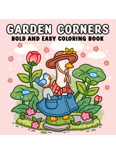 1 pièce Livre de coloriage GARDEN CORNERS pour enfants, livre de peinture graffiti avec des créatures adorables. Jouet de dessin Montessori, cadeau créatif facile à colorier avec des lignes épaisses, un livre de coloriage audacieux et simple