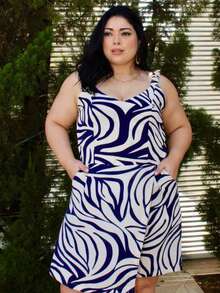 Women's Plus Size Jumpsuit Short Skirt With Printed Lining Summer - 顏色 31 - 查看 9