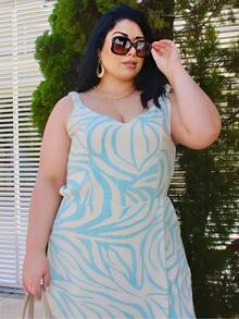 Women's Plus Size Jumpsuit Short Skirt With Printed Lining Summer - 顏色 30 - 查看 9
