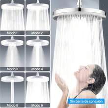 DAHAN 9'' Regaderas para Baño 6 in 1 Multifuncional Cabeza de Ducha Regadera de Lluvia de Alta Presión ABS Galvanoplastia Rotacion de 360 Ángulo Ajustable Redondo Regaderas Fija para Baño Hotel SPA - como en la foto - Ver 3