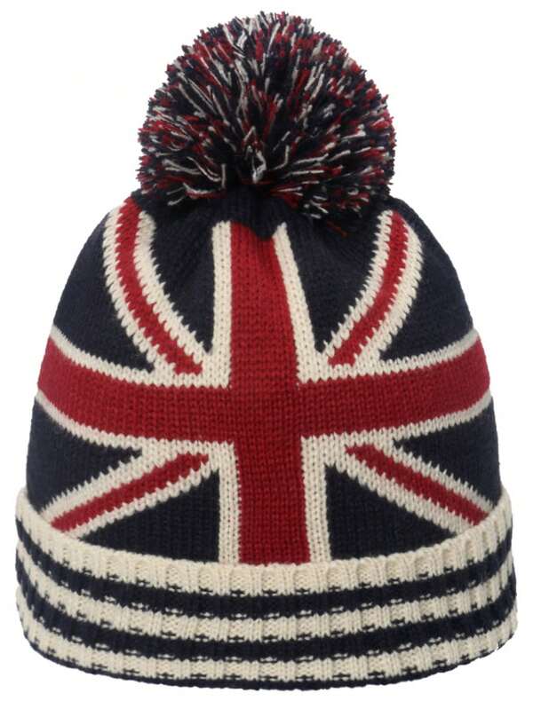 1 Piece Autumn/Winter Knit Hat With Union Jack Flag, Star & Stripe Pattern, Warm Pom Pom Beanie For Men Autumn Decor