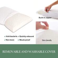 100 Natural Latex Pillow With Removable Cotton Cover Standard Firm Strong Support Premium Latex Bed Pillow For Sleeping Neck Pain Relief Help Head Support For Side Back Stomach Sleeper - Ivory - 查看 5