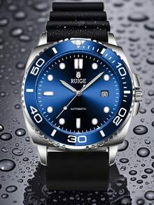 RUIGE Reloj automático mecánico clásico de negocios RUIGE para hombres, con pantalla de calendario, correa cómoda, luminoso y minimalista reloj deportivo de moda para hombre - Acción de Gracias