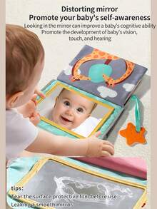 Libro de tela de calendario para bebé, diseño de patrón de doble cara + práctica de levantar, espejo divertido incorporado interactivo, lectura compartida entre padres e hijos Libro de tela 3D, colgante para cama/coche/cochecito, juguete calmante para bebés de 0 a 12 meses, regalo de Navidad/Halloween/cumpleaños