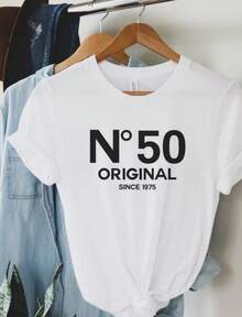 50th Birthday Shirt, 50th Birthday Tshirt, 50th Birthday Shirt Woman, Fiftieth Shirt, 50th Group Shirts, No. Year Birthday Shirts - 白色 - 查看 1