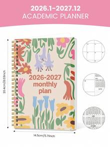 BUBU 2026-2027 学年周计划和月计划，2026 年 1 月 - 2027 年 12 月，6.5 英寸 X 8.2 英寸，软封面，线圈装订，学校和办公用品返校用品 - 彩色 - 查看 3