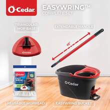 O-Cedar EasyWring Microfiber Spin Mop, Bucket Floor Cleaning System, Red, Gray, Standard - Easywring 旋轉拖把和水桶 - 查看 10