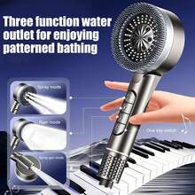 Ducha de mano con filtro, cepillo de masaje de silicona y ajuste de rociado multimodo. Se utiliza para agua dura para eliminar el cloro y sustancias nocivas (Gris)