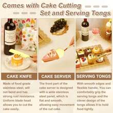 Audab Gold Dessert Table Display Set Including Cake Stand Cupcake Stand Serving Trays Platters Cake Cutting Set And Serving Tongs For Vintage Wedding Decor Party Food Decorations - Vàng - Xem 5