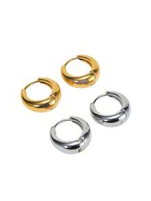 Pendientes de aro en forma de lágrima minimalistas de acero inoxidable para mujeres