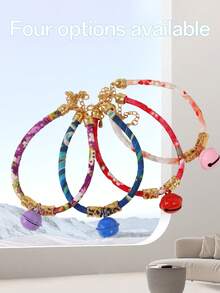 1pc Stylish & Elegant Exotic Floral Pattern Hollow Ring Decor Pendant Necklace With Bell Design For Small Cats, Adjustable