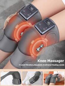 1pc/Pair Knee Massager With Heat And Vibration For Pain Relief,4 Heating & 3 Massage Modes, Adjustable For Knee/Elbow/Shoulder Pain Relief, Cordless Rechargeable Heating Knee Warmers Wrap,Gifts For Men Women - Nhiều màu - Xem 1