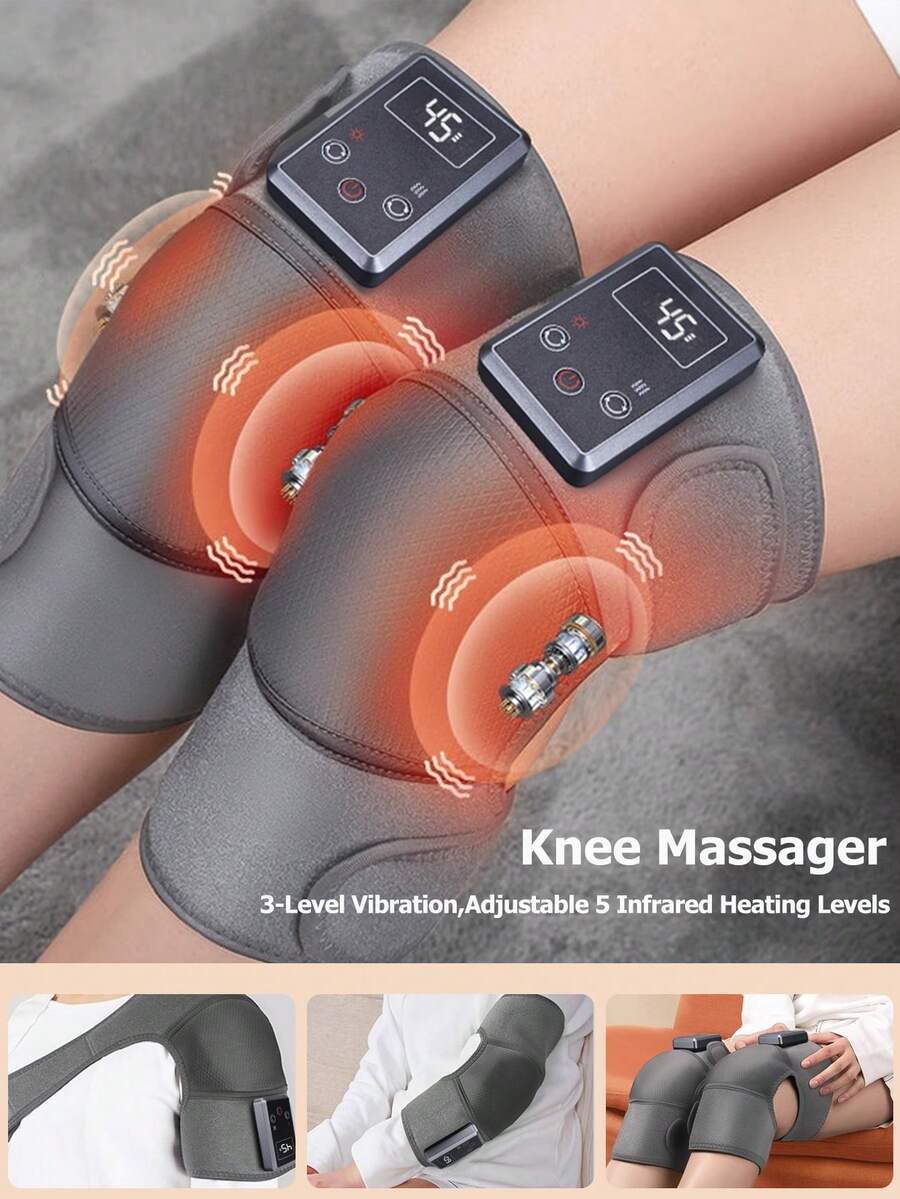 1pc/Pair Knee Massager With Heat And Vibration For Pain Relief,4 Heating & 3 Massage Modes, Adjustable For Knee/Elbow/Shoulder Pain Relief, Cordless Rechargeable Heating Knee Warmers Wrap,Gifts For Men Women - Nhiều màu - Xem 1