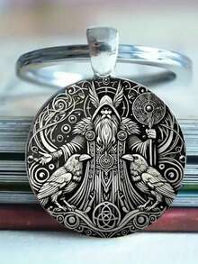 1pc Odin And Raven Design Keychain, With Celtic Knot And Raven, Vintage Viking Decor, Suitable For Bag Accessories, Car Pendant, Anniversary, Halloween, Christmas Gifts