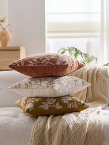 1 件橙叶刺绣装饰抱枕套，适合室内装饰，四季皆宜，不含枕芯 - 橘色 - 查看 7