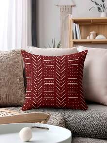 4pcs Bohemian Geometric Pattern Zipper Pillow Covers - Machine Washable, Double-Sided Printing, Available In Brown, Black, Beige And White - Ideal For Living Room Sofa And Bedroom Decor (Pillow Inserts Not Included), Decorative Throw Pillows - Red - View 8