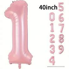 1 个 32/40 英寸粉色纯色铝箔数字气球，0-9 大尺寸涤纶数字气球，装饰气球，可重复使用，适用于生日装饰、派对装饰、周年纪念、房间装饰、结婚纪念日、派对用品 - 粉色 - 查看 23