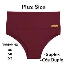 Kit 5 Calcinha  Suplex PLUS SIZE Modeladora Cós Duplo Sustentação Cintura Alta - Multicolorido - Visão 4