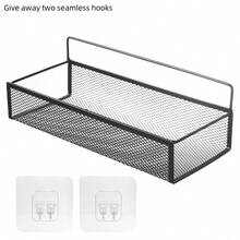 1 pieza/2 piezas Estantería de baño sin taladro, estante colgante montado en la pared - Hierro fundido, sin necesidad de perforar, fácil instalación, estantería de almacenamiento de rejilla de uso múltiple, adecuada para la organización del baño y la cocina, diseño industrial retro de rejilla abierta de gran resistencia, cesta colgante ahorradora de espacio para toallas, artículos de tocador, papel higiénico - Instalación sencilla, solución de almacenamiento para baños pequeños, rejilla metálica decorativa, resistente a la oxidación, material de hierro forjado