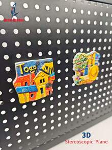 1pc Limited Edition Dual Country Themed 3D Fridge Magnet - Embossed Bogota Sombrero Hat + Togo Geometric Architecture, Creative Collectible Fridge Magnet, Personalized Travel Souvenir Fridge Magnet Sticker, Home Decor, Kitchen, Room, Office, Cabinet Craft Gift, Holiday Souvenir, Exquisite Small Gift