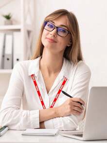 自定义文本工作徽章挂绳、定制个性化身份证徽章挂绳、带可拆卸扣的定制颈带钥匙扣、可定制身份证徽章挂绳、53 厘米/20.87 英寸、6 种颜色：红色/橙色/蓝色/深蓝色/黑色/灰色、身份证徽章夹、手机挂绳、钥匙挂绳、钥匙挂绳 - 彩色 - 查看 3