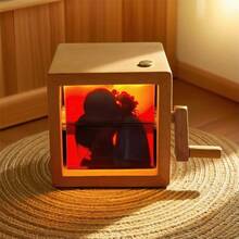 Drawelry 3D Rotating Photo Cube, Custom Flip Picture Frame Holds 8/16 Photos Wooden Display Decor, Funny Unique Gift For Family Couples Birthday Anniversary Present (Burlywood)
