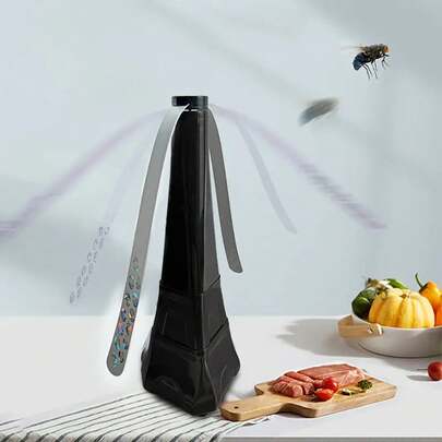 Palo de mosquitero eléctrico  con viento de 3 modos, giro de 360°, alimentado por batería para uso interior/exterior - Portátil, sin batería incluida, perfecto para camping y fiestas, control de plagas en interiores, diseño moderno, construcción duradera