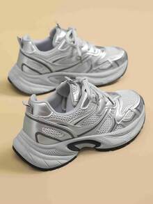 DareSee New Spring/Autumn Women Sneakers Casual Chunky Sneakers Versatile Fashion Trainers Travel Shoes, Size Runs Small, Recommend Ordering One Size Up Gifts - Grey - View 8