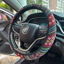 Car Steering Wheel Cover, Without Inner Ring, All-Weather Universal Safety Belt Shoulder Protector, Surface Linen Material, Anti Strangulation, Anti Slip, Anti Sweat, Anti-Aging, Wear-Resistant And Durable, Car Steering Wheel Protective Cover - Red Linen Steering Wheel Cover - View 8