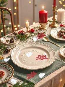 100pcs Santa Claus Beard & Merry Christmas Letter Multicolor Tabletop Confetti For Christmas Party Decoration