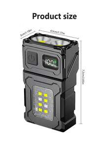 1pc 103040-1200mAh Mini LED COB Flashlight, Super Bright Portable Warning Light, Extra-Long Runtime, USB Rechargeable, Dual Light Source, Adjustable Angle, Magnetic Tail - 1pc - View 12